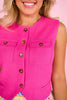SSYS Rory Inverted Button Up Sleeveless Vest In Pink