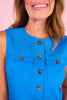 SSYS Rory Inverted Button Up Sleeveless Vest In Royal Blue