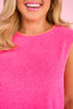SSYS Cambrie Coral Trim Contrast Floral Terry Muscle Tank In Hot Pink
