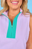 SSYS Brooke Seersucker Mint Contrast Ribbed Sleeveless Top In Purple