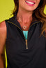 SSYS Sleeveless Quarter Zip Top In Black