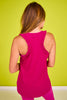 SSYS Ribbed Ruffle Back Active Top In Dark Pink