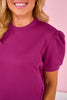 SSYS Kerra Air Crew Neck Short Sleeve Sweatshirt In Berry