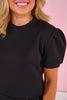 SSYS Kerra Air Crew Neck Short Sleeve Sweatshirt In Black