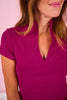 SSYS Elle High Neck Short Sleeve Top In Berry