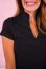SSYS Elle High Neck Short Sleeve Top In Black