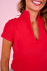 SSYS Elle High Neck Short Sleeve Top In Red