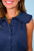 SSYS Winnie Peter Pan Collar Sleeveless Top In Navy