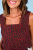 SSYS Jody Denim Square Neck Top In Maroon Animal