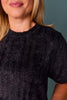 SSYS Nikki Short Sleeve Furry Sweater Top In Black