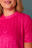 SSYS Nikki Short Sleeve Furry Sweater Top In Hot Pink