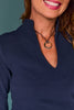 SSYS Elle High Neck Long Sleeve Top In Navy