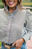 SSYS Romy Gingham Ruffle Top In Hunter