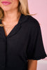 SSYS Brielle Ruffle Short Sleeve Pajama Top In Black