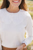 SSYS Bristol Long Sleeve Sweater With White Eyelet Collar In Ivory