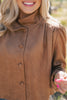 SSYS Celia Ruched Suede Long Sleeve Jacket In Tan
