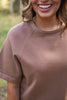 SSYS Aveline Short Sleeve Slouch Sweater In Camel