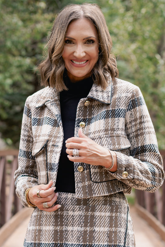 SSYS Rosetta Plaid Tweed Cropped Jacket