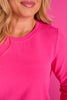 SSYS Simone Crew Neck Fleece Lined Sweatshirt In Bright Pink