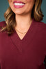 SSYS Lara V Neck Fleece Lined Cropped Sweatshirt In Maroon