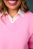SSYS Lara V Neck Fleece Lined Cropped Sweatshirt In Pink