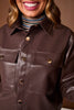 SSYS Sasha Faux Leather Shacket In Brown