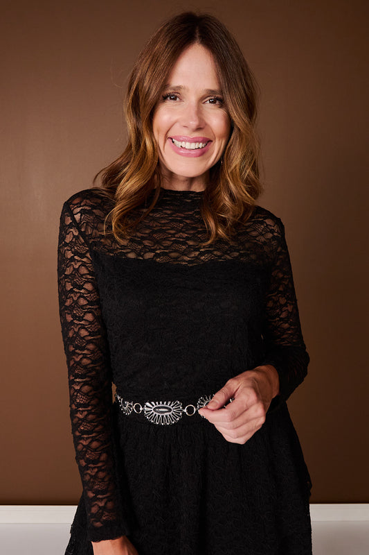 SSYS Leona Long Sleeve Lace Top In Black