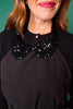 SSYS Hostess Apron with Black Sequin Collar In Black