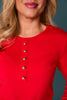 SSYS Cece Knit Long Sleeve Top With Gold Button Detail In Red