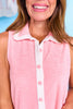 SSYS Terry Inset Sleeveless Button Front Top In Light Pink