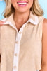 SSYS Terry Inset Sleeveless Button Front Top In Taupe