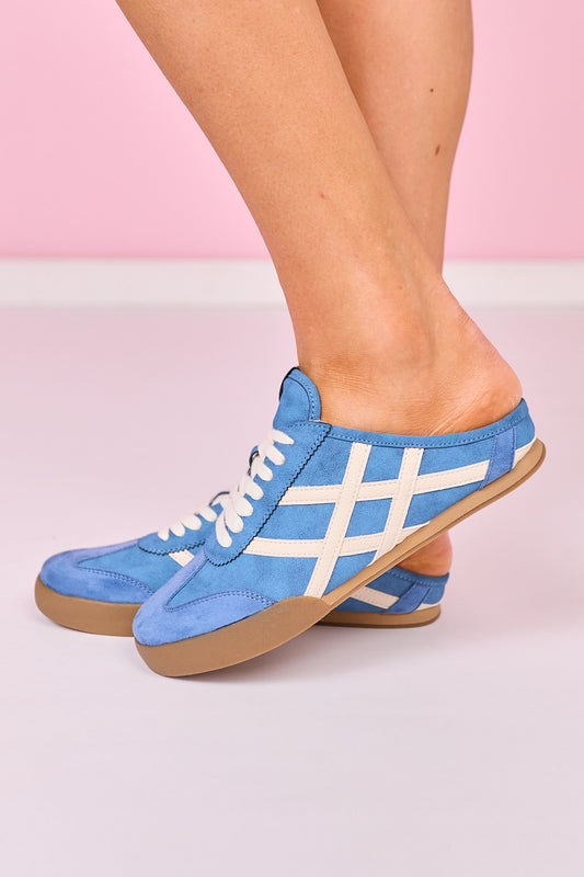 Shu Shop Blue Retro Striped Slip On Sneakers