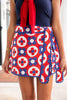 SSYS Skylar Ric Rac Trim Linen Wrap Skort In Americana Rosette