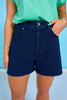 SSYS Roxie Sweat Pant Jean Shorts In Dark Denim