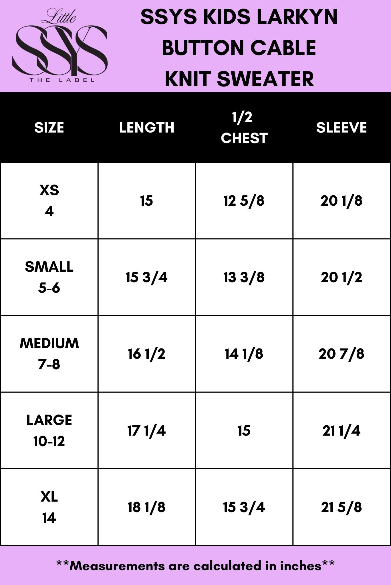 SSYS Kids Larkyn Button Cable Knit Sweater In Ivory