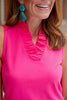 SSYS Violet Ruffle Collar Sleeveless Pique Top In Hot Pink