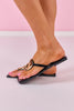 Black Patent Gold Ring Flat Sandals