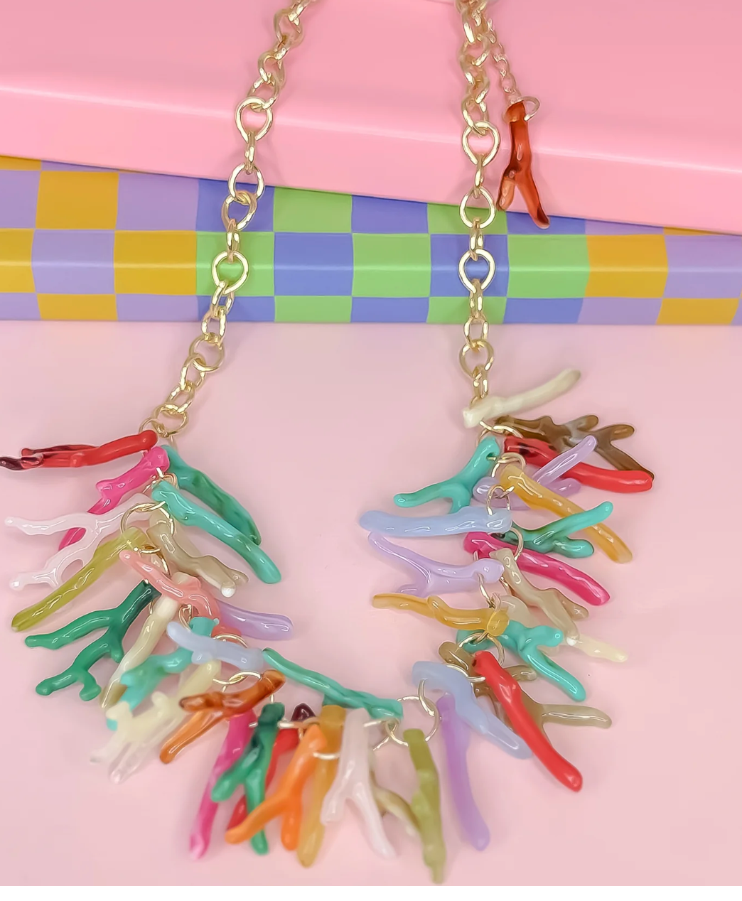 Coral Multi Charm Necklace