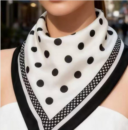 White Polkadot Contrast Scarf