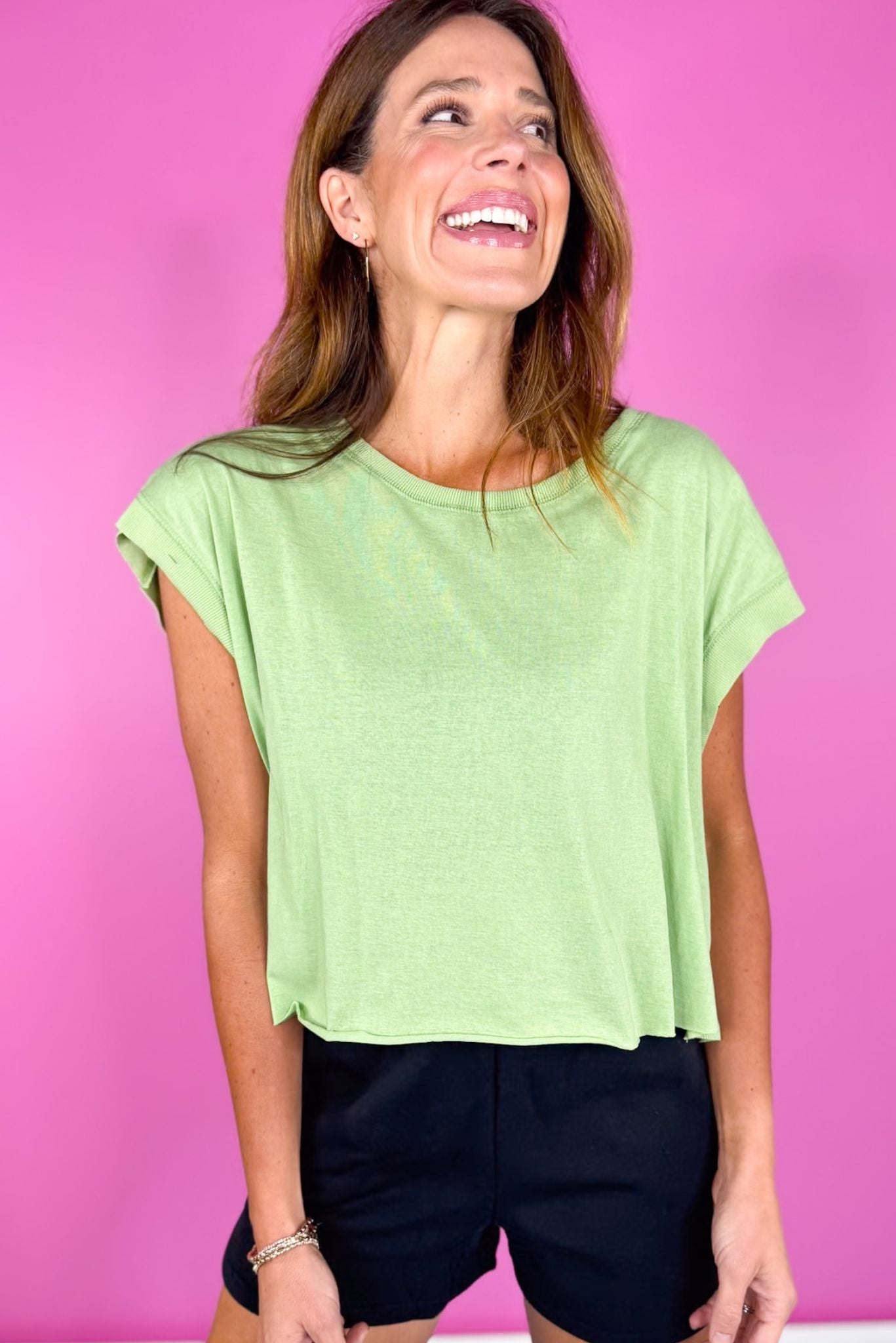 Sage Woven Short Sleeve Top *FINAL SALE*