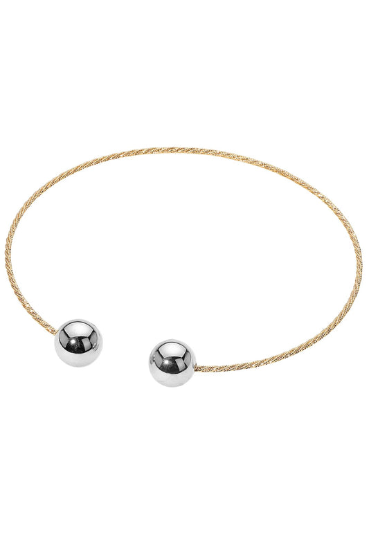 Gold Choker Necklace with Silver Ball Accents