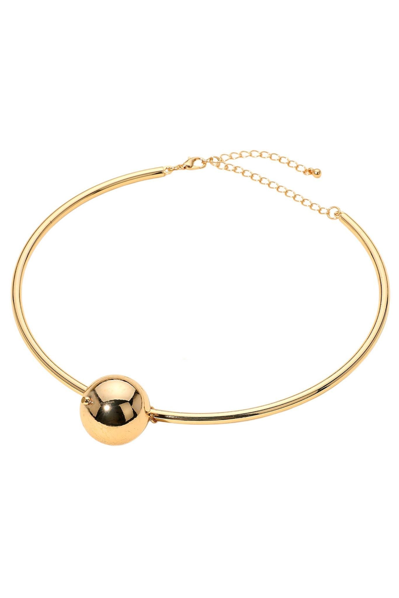 Gold Choker Necklace with Gold Ball Accent