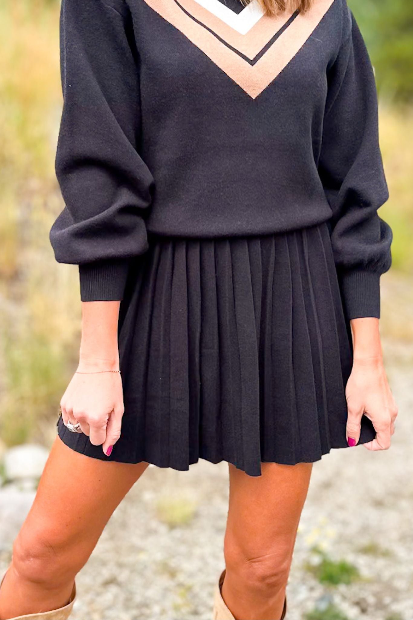 SSYS Wynn Pleated Knit Skort In Black