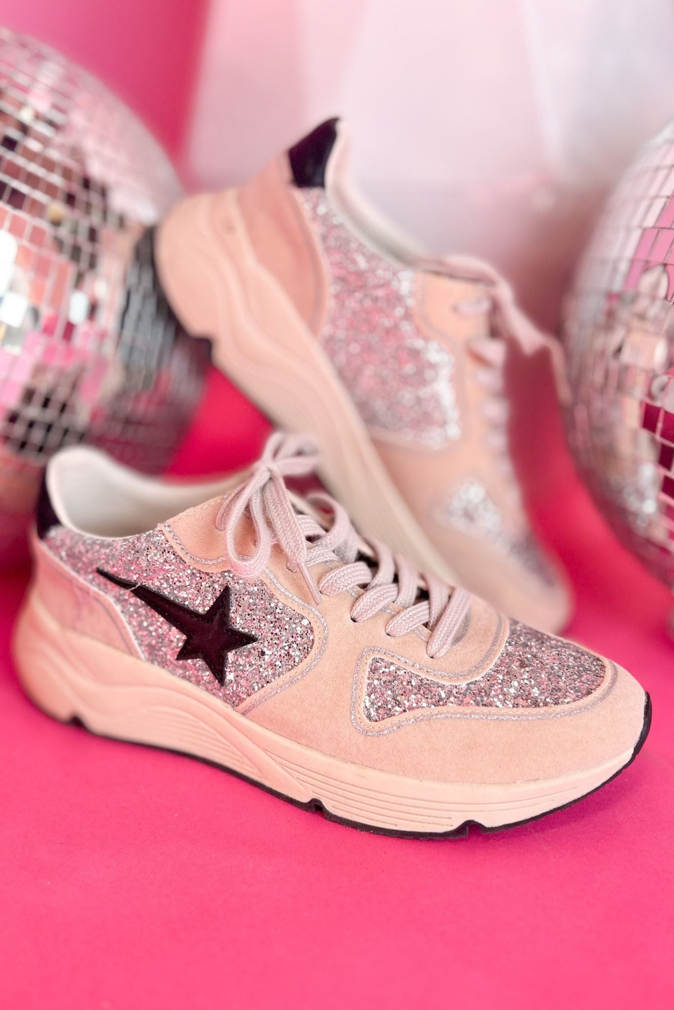 Beige Sparkle Star Detail Platform Sneakers, shoes, must have sneakers, elevated sneakers, shop style your senses by mallory fitzsimmons