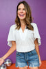 White V Neck Flutter Sleeve Top, top, white top, must have top, elevated top, elevated style, summer top, summer style, Shop Style Your Senses by Mallory Fitzsimmons, SSYS by Mallory Fitzsimmons