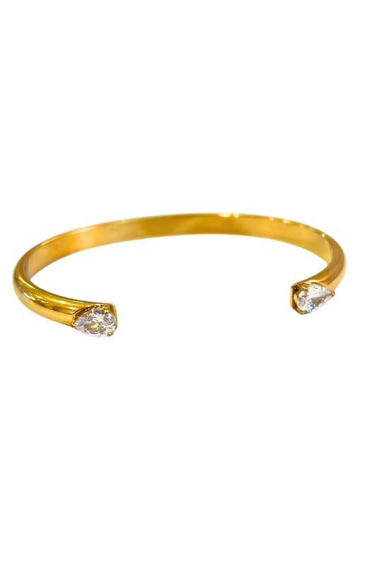 Gold Crystal Edged Cuff Bangle