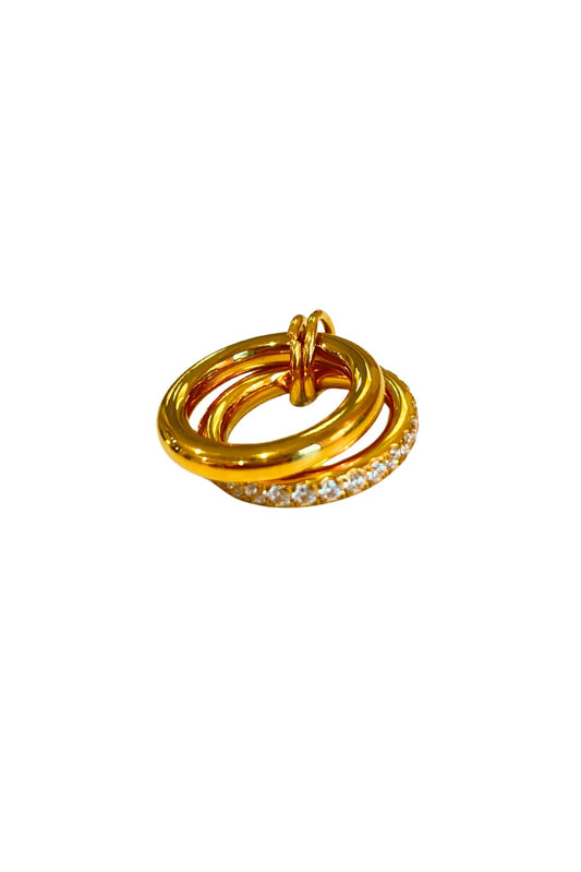 Gold Double Stack Linked Crystal Ring