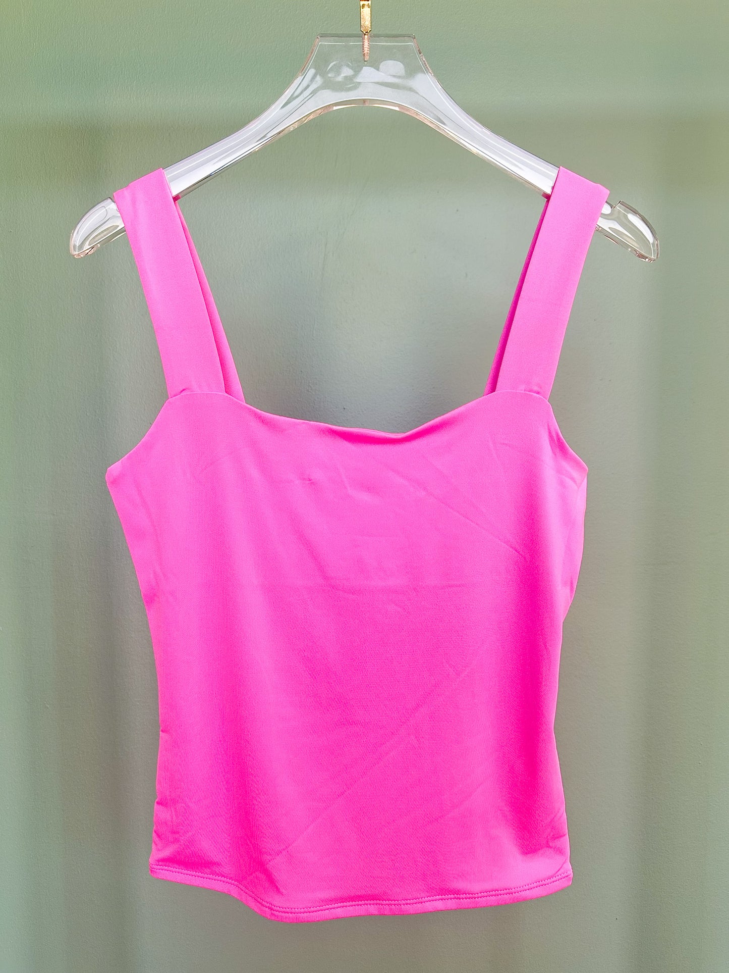 Pink Square Neck Wide Strap Sleeveless Top *FINAL SALE*