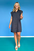 SSYS Scottie Black Poplin Cap Sleeve Button Down Dress