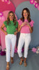 Pink Knit Crew Neck Ruffled Shoulder Top *FINAL SALE*